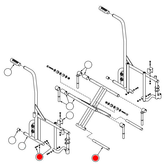 Replacement Bottom Inner Rail Kit, for Everest & Jennings Traveler HD , Wheelchair Parts (90763503)