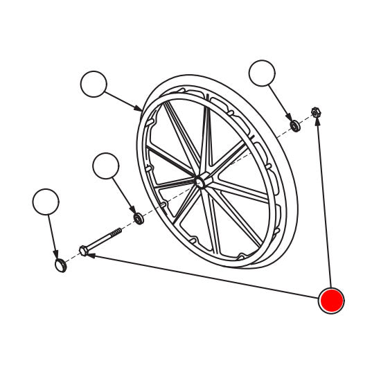 Replacement Rear Axle and Nut, for E&J Advantage with Fixed Arm , Wheelchair Parts (90763553)