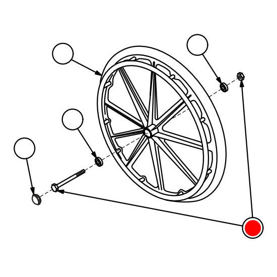 Replacement Rear Axle and Nut, for Everest & Jennings Advantage Recliner , Wheelchair Parts (90763554)