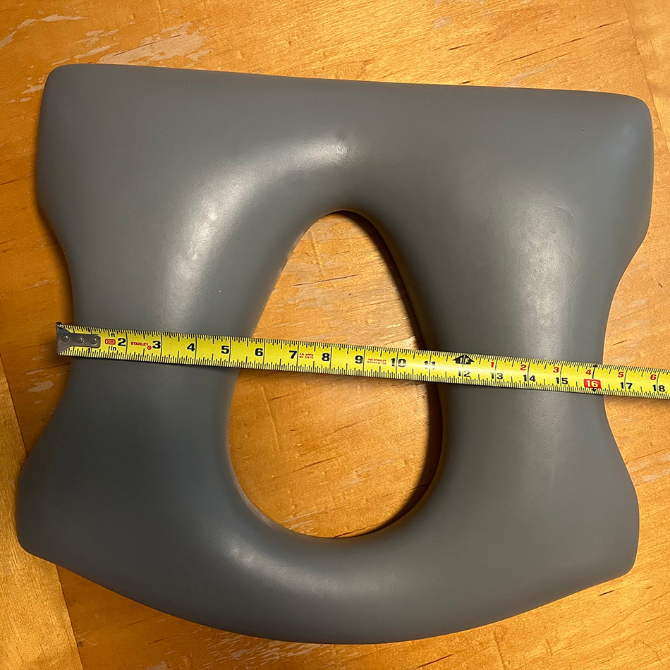 Replacement Padded Seat, Oval Cut, for the Everest & Jennings Wide Rehab Shower Commode, Gray (90835071J), Ruler with Width in Middle