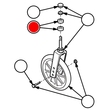 Replacement Caster Stem Bearing, for Everest & Jennings Traveler L3 Plus with 6" Wheel , Wheelchair Parts (90763043A)