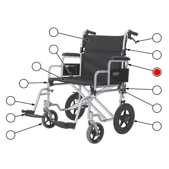 Replacement Flip D-Arms, for Everest & Jennings Bariatric Transport Chair (EJ777-3ARM)