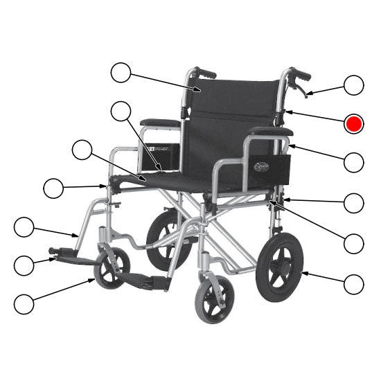 Replacement Upper Back Release Paddle, for Everest & Jennings Bariatric Transport Chair (EJ777-3BRP)