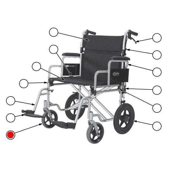 Replacement 8" Caster Wheel, for Everest & Jennings Bariatric Transport Chair (EJ777-3CST)