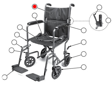 Replacement Back Upholstery, 17" Wide for the Everest & Jennings Transport Chair (EJ78-BACK17)