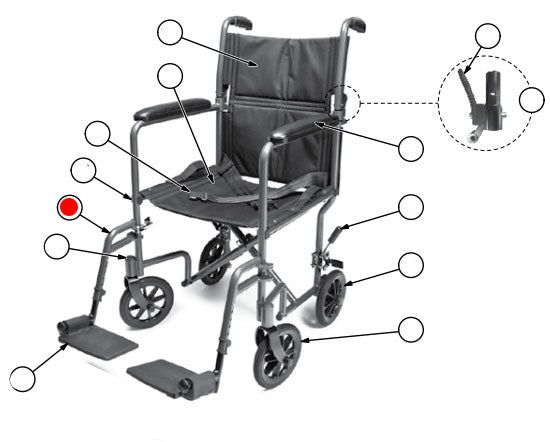 Replacement Front Rigging in Blue for the Everest & Jennings Transport Chair (EJ78-FRBLUE)