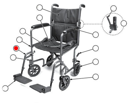 Replacement Front Rigging in Silver for the Everest & Jennings Transport Chair (EJ78-FRSILVER)