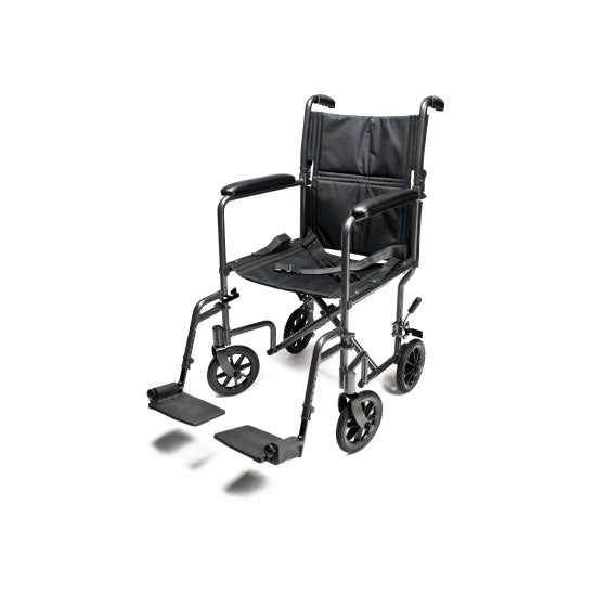 Everest & Jennings Steel Transport Chair, 17", Silver Vein (EJ795-1)