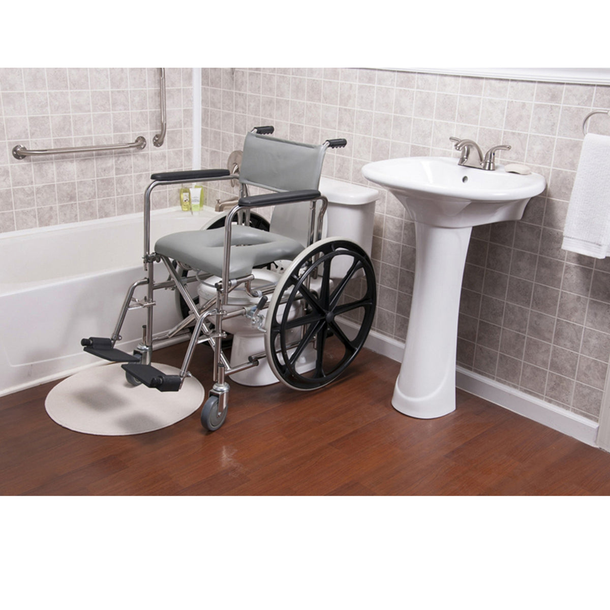 E&J Folding Rehab Shower Commode Wheelchair Over Toilet