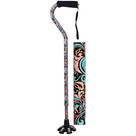 Essential Medical Couture Offset Cane with Matching Tip, Celebration, (W1343C)