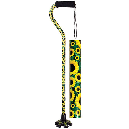 Essential Medical Couture Offset Cane with Matching Tip, Sunflower, (W1343F)