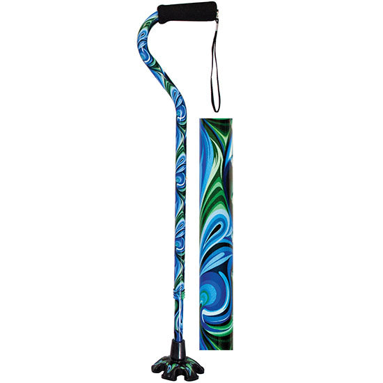 Essential Medical Couture Offset Cane with Matching Tip, Swirl, (W1343S)
