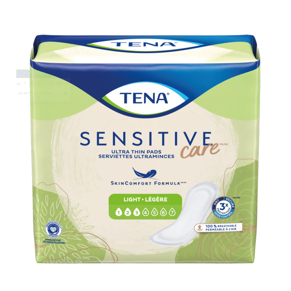 Essity TENA Sensitive Care Ultra Thin Incontinence Pads, Regular (54358)