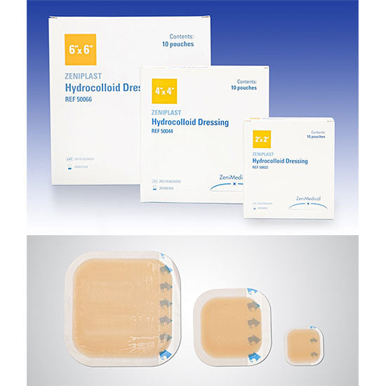 ZeniMedical ZeniPlast Hydrocolloid Dressing, 4" x 4" (50044)