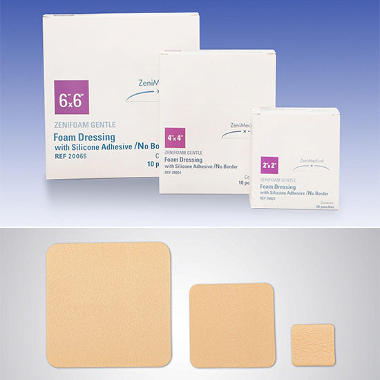 ZeniMedical ZeniFoam Gentle Polyurethane Foam Dressing, 4" x 4" (20044)