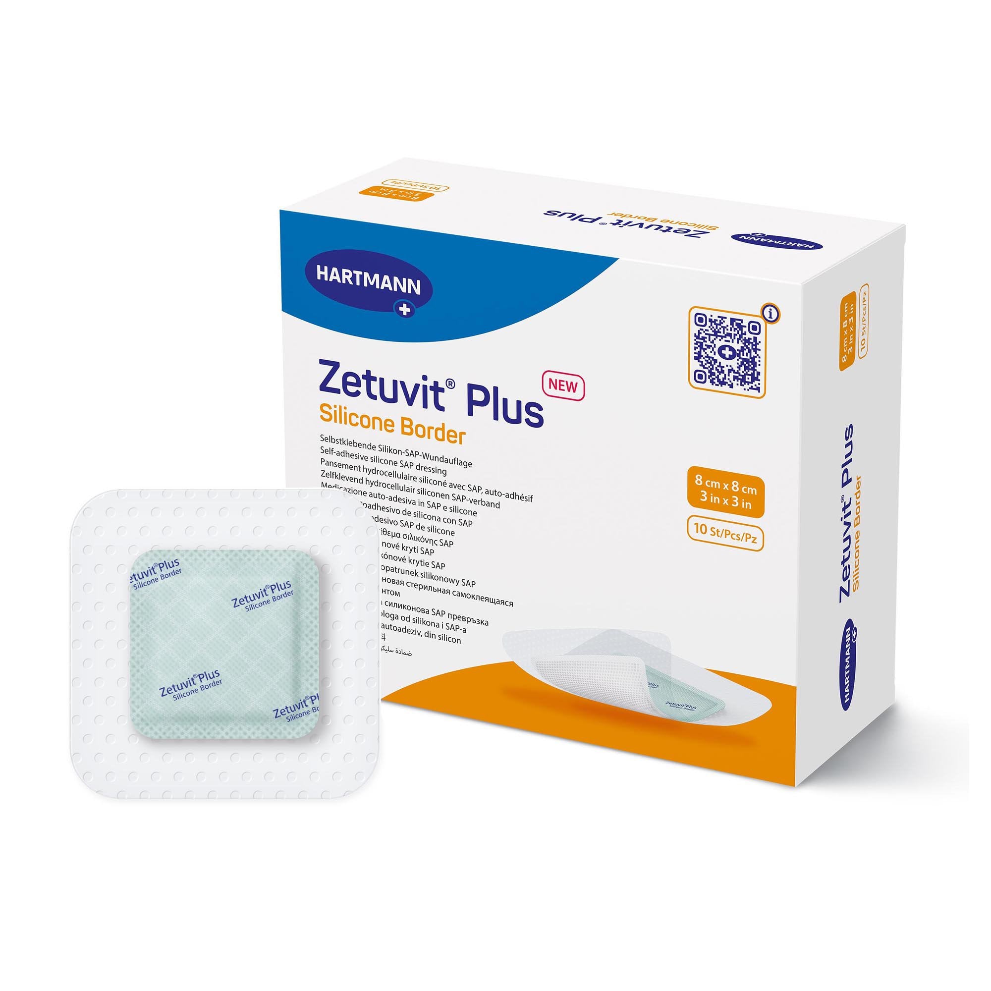 Hartmann Conco Zetuvit Plus Silicone Border SAP Dressing with Silicone Adhesive, 3" x 3" (413900) - Box