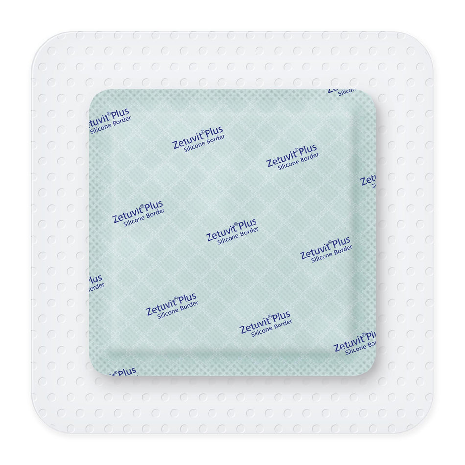 Hartmann Conco Zetuvit Plus Silicone Border Superabsorbent SAP Dressing with Silicone Adhesive, 5" x 5" (413902)