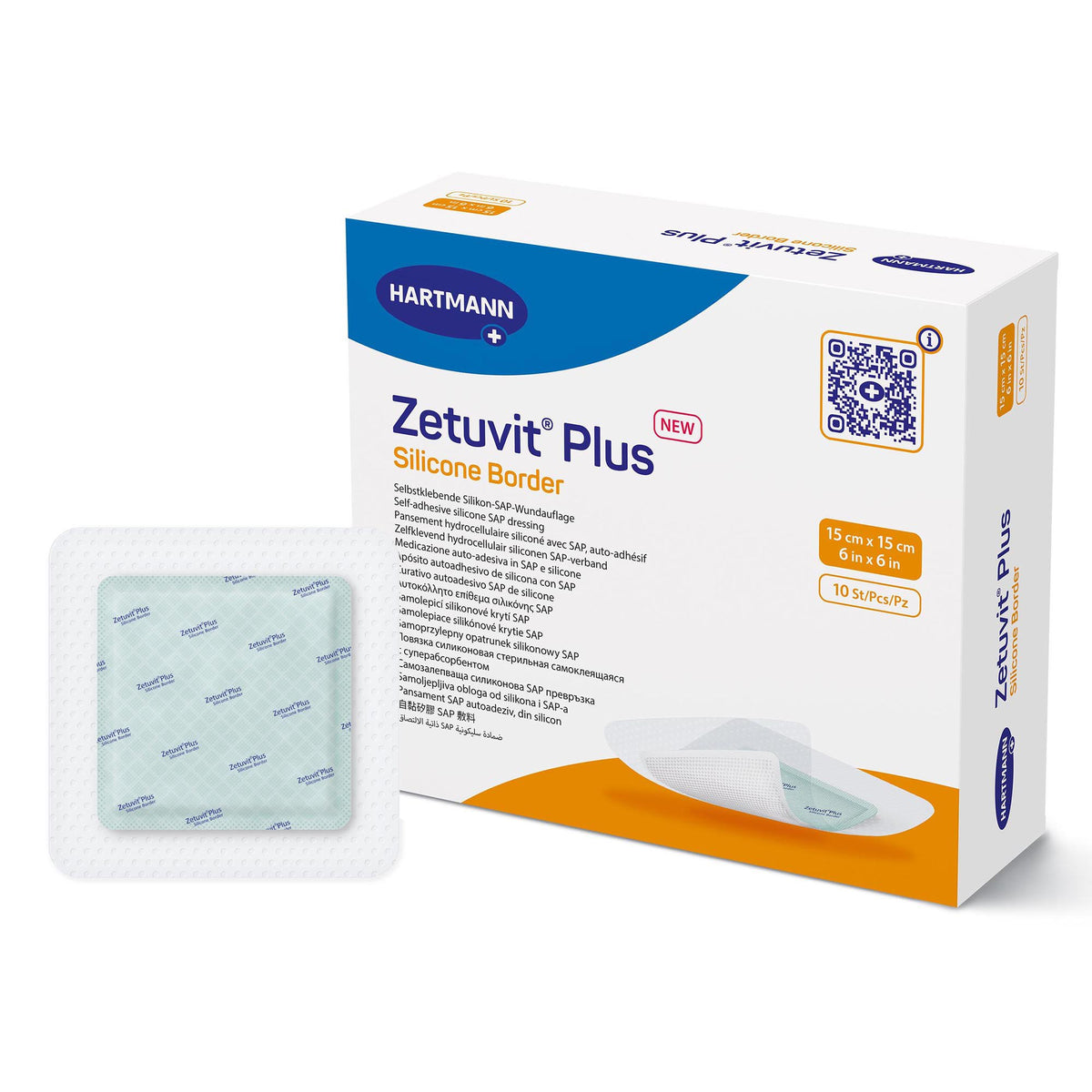 Hartmann Conco Zetuvit Plus Silicone Border SAP Dressing with Silicone Adhesive, 6" x 6" (413903) - Box