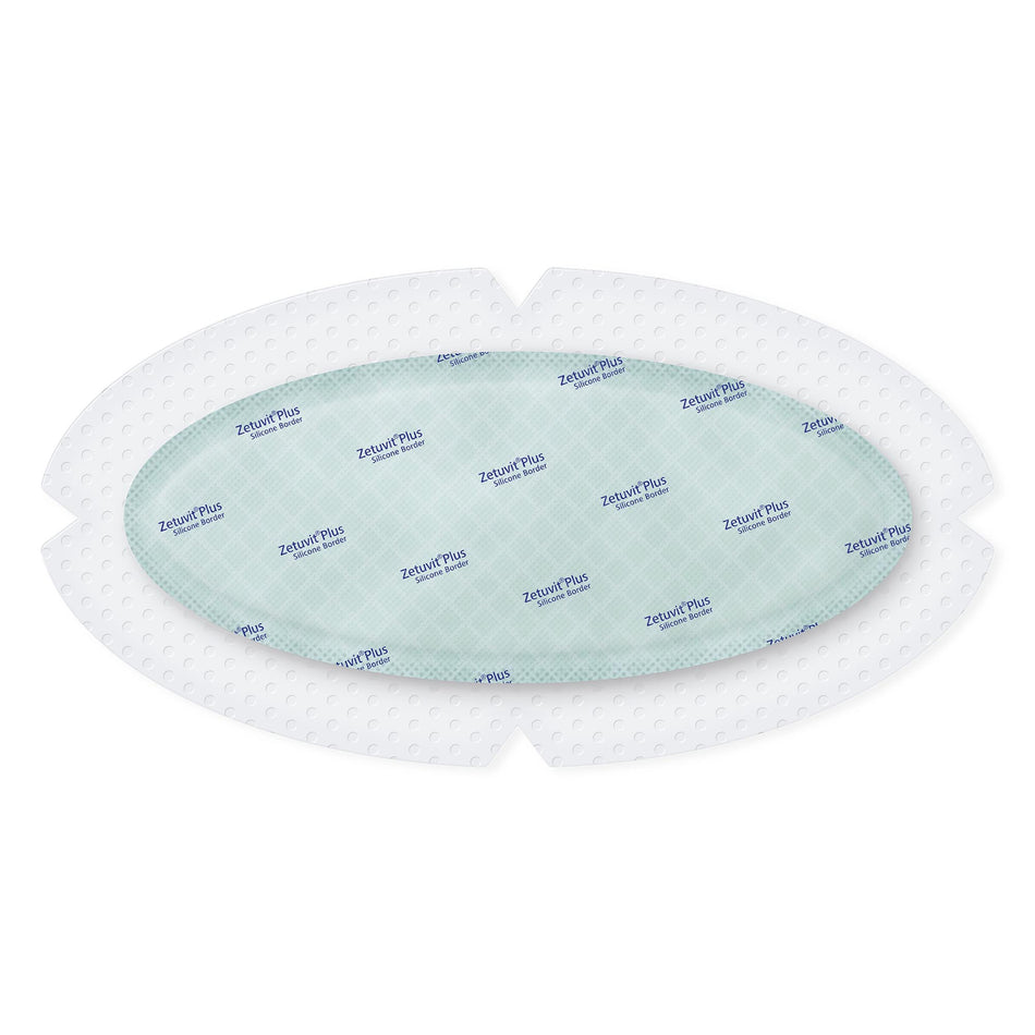 Hartmann Conco Zetuvit Plus Silicone Border Oval SAP Dressing with Silicone Adhesive, 4.7" x 9" (413909)