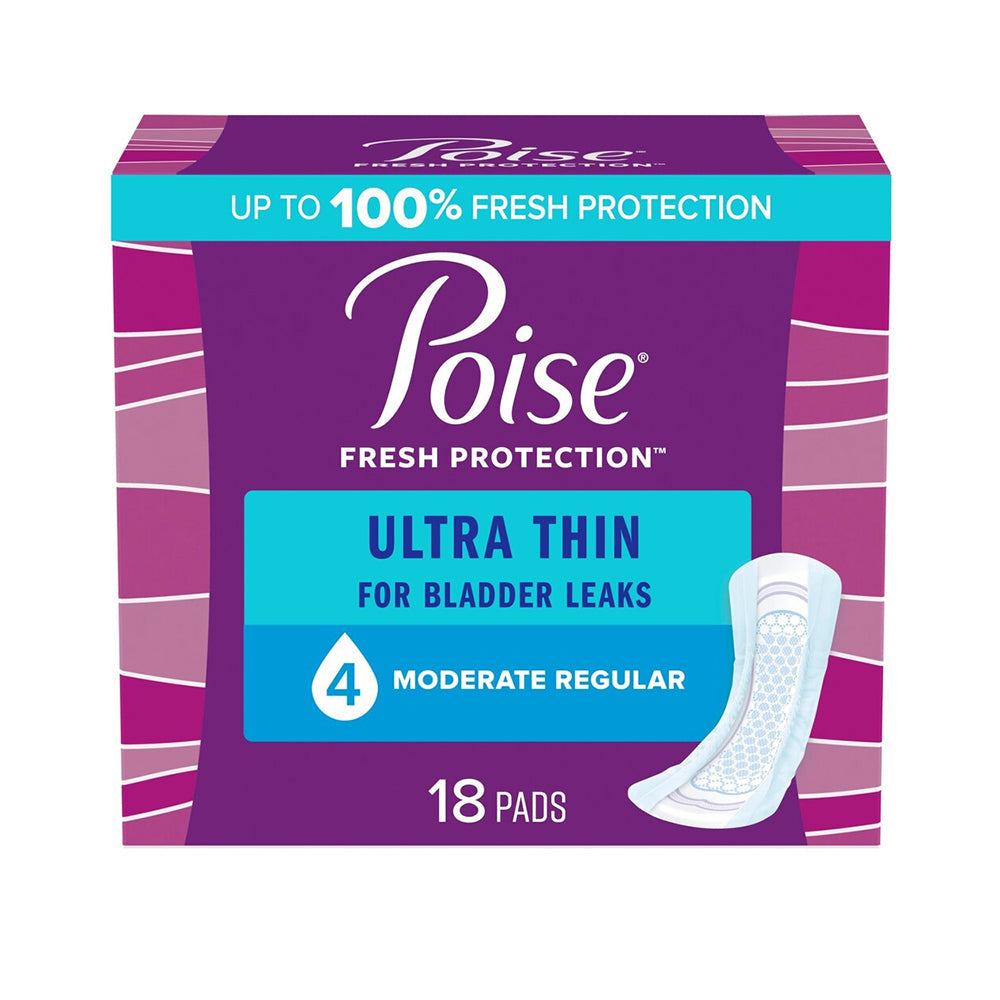 Kimberly Clark Poise Ultra Thin Incontinence Pads, Moderate Absorbency, Regular Length, 10.24" Long (51396)