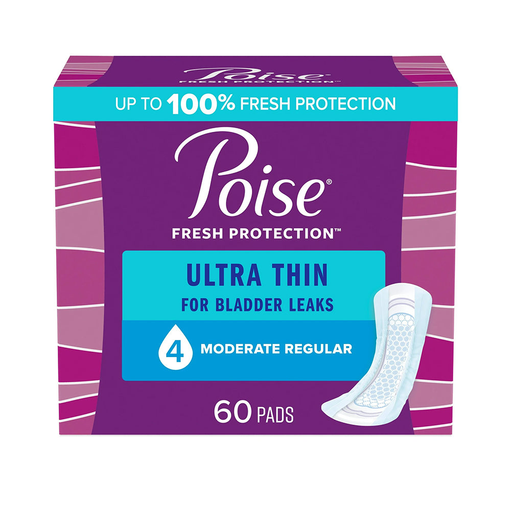 Kimberly Clark Poise Ultra Thin Incontinence Pads, Moderate Absorbency, Regular Length, 9.4" Long (51397)