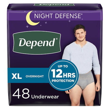 Kimberly Clark Depend Night Defense, Overnight Underwear, Grey, Male, Extra Large (55158)