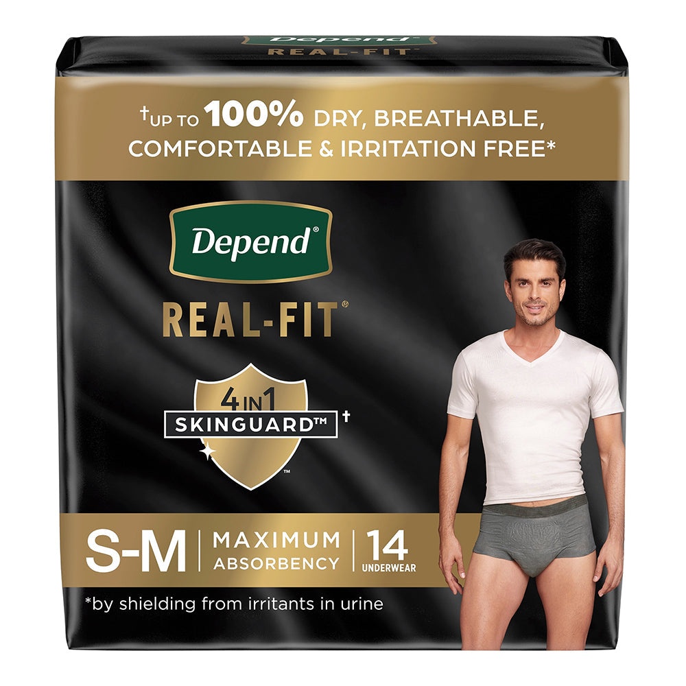 Kimberly Clark Depend Realfit Max Abs Men's Underwear, Grey, Small/Medium (55426)