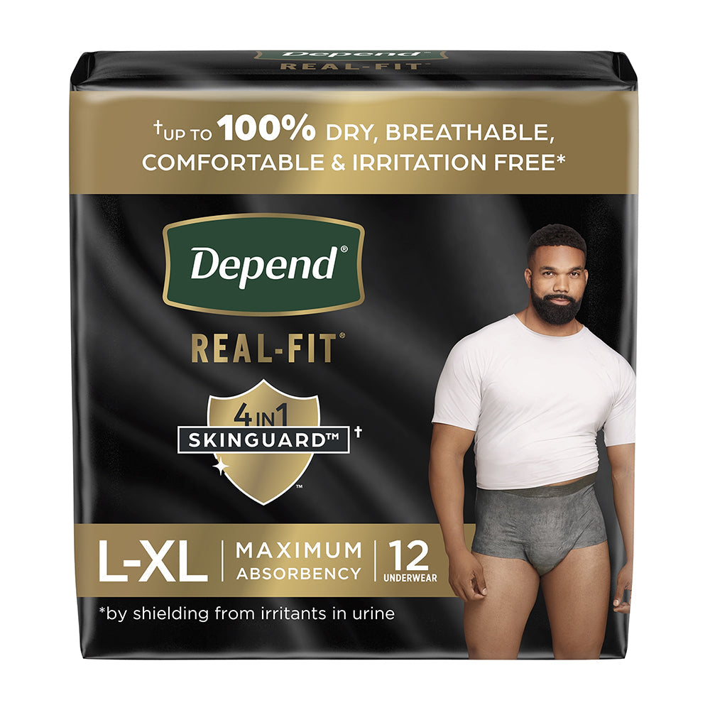 Kimberly Clark Depend Realfit Max Abs Men's Underwear, Grey, Large/X-Large (55427)