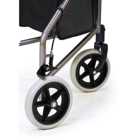 Lumex 3-Wheel Walker in Pewter Metallic - Close up of wheels