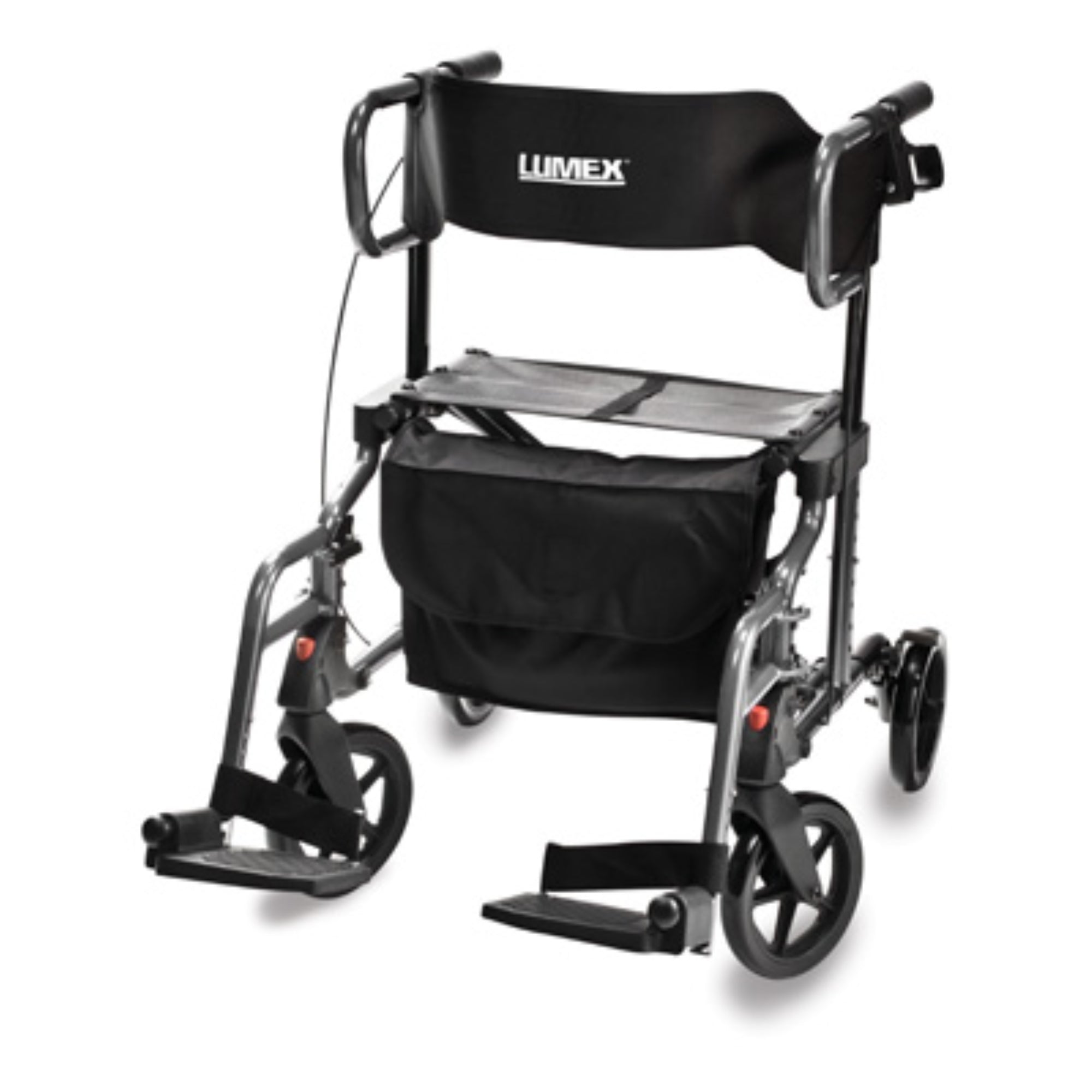 Lumex Hybrid LX Rollator Transport Chair in Titanium