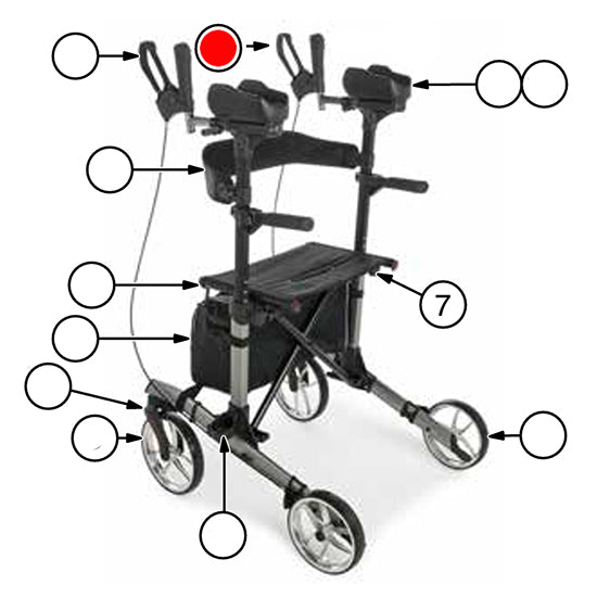 Replacement Right Handbrake for Lumex LX9000 Rollator (LX9000-BK)