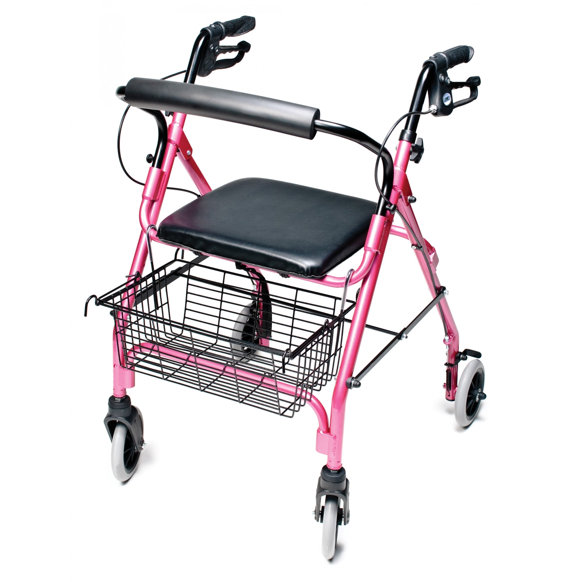 Lumex Walkabout Lite Four-Wheel Rollator / Walker in Pink