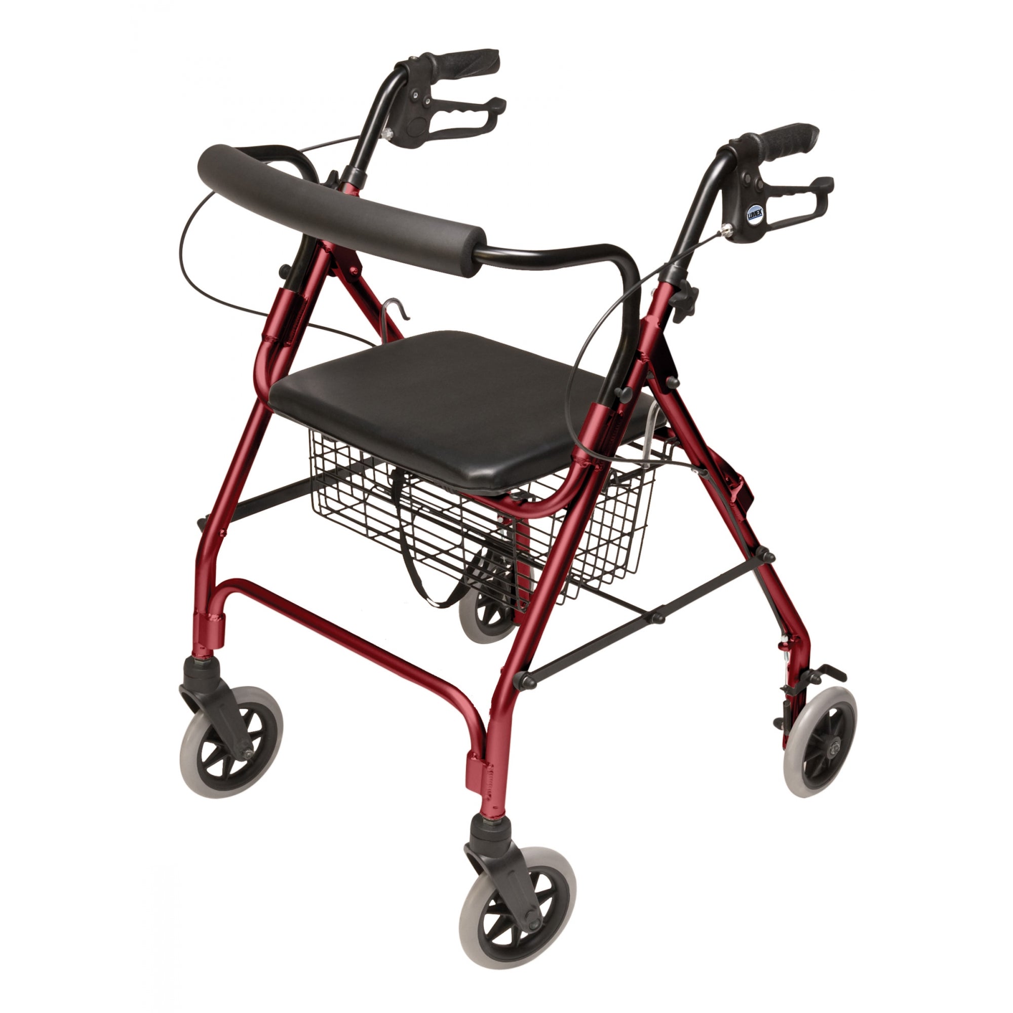 Lumex Walkabout Lite Four-Wheel Rollator / Walker in Burgundy