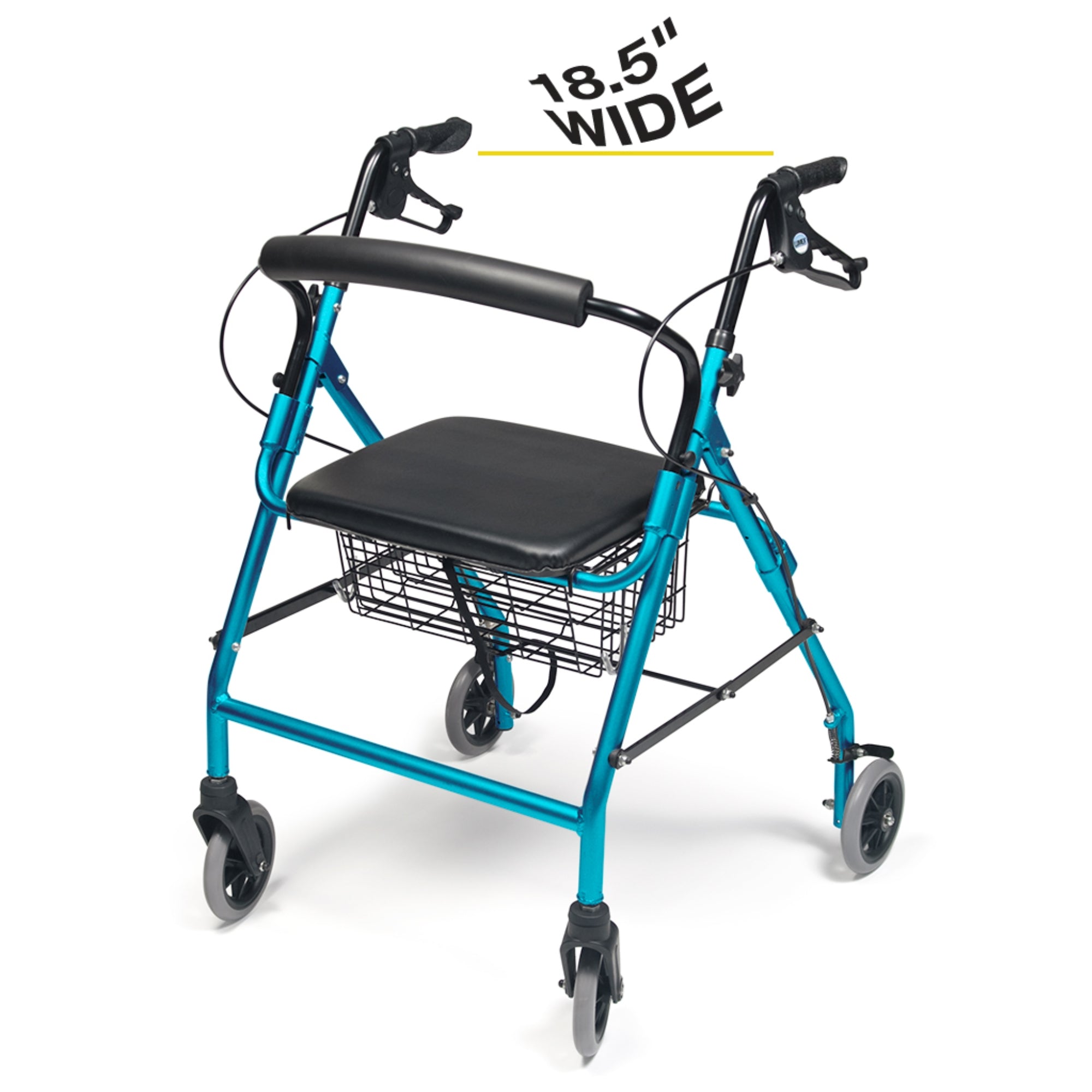 Lumex Walkabout Wide Four-Wheel Rollator / Walker in Aqua - Wide Measurement