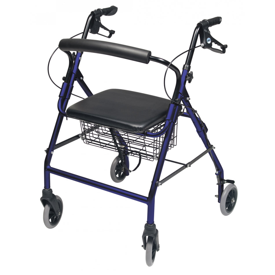 Lumex Walkabout Wide Four-Wheel Rollator / Walker in Royal Blue