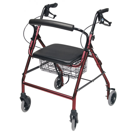 Lumex Walkabout Wide Four-Wheel Rollator / Walker in Burgundy