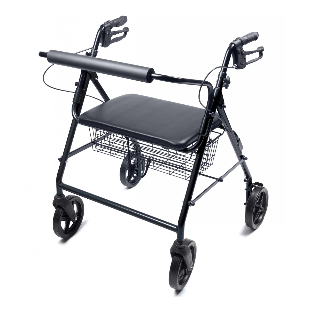 Lumex Walkabout Four-Wheel Contour Deluxe Rollator Walker in Black