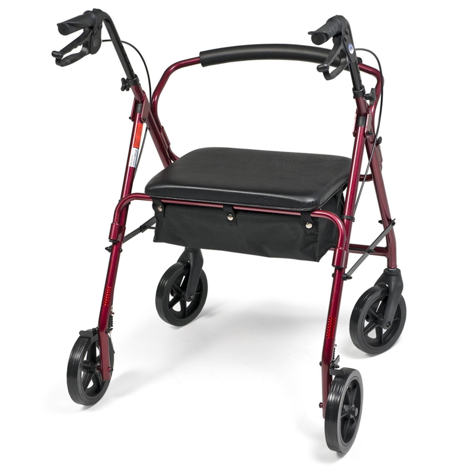 Lumex Walkabout Four-Wheel Imperial Bariatric Walker in Burgundy, Back View