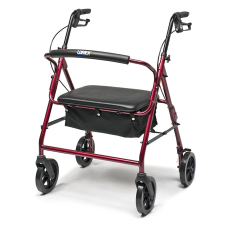 Lumex Walkabout Four-Wheel Imperial Bariatric Walker in Burgundy