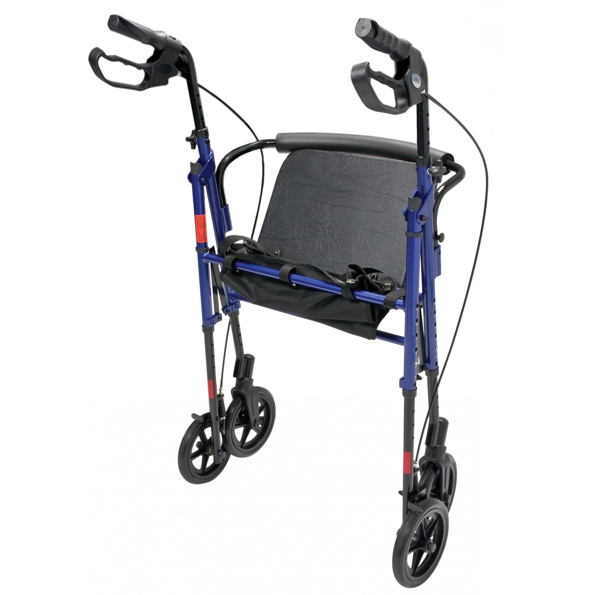 Lumex Set n Go Wide Height Adjustable Rollator / Walker in Blue - Walker Folded Up View