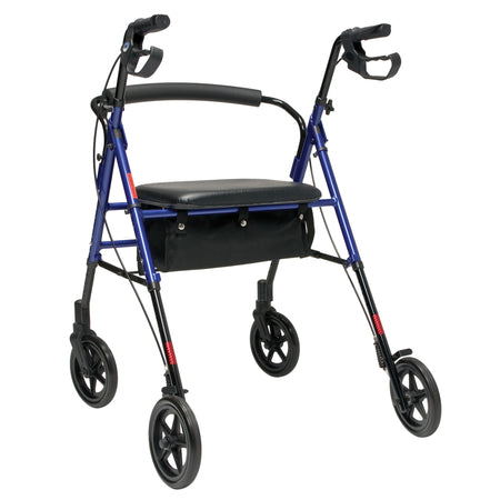 Lumex Set n Go Wide Height Adjustable Rollator / Walker in Blue - Rear View