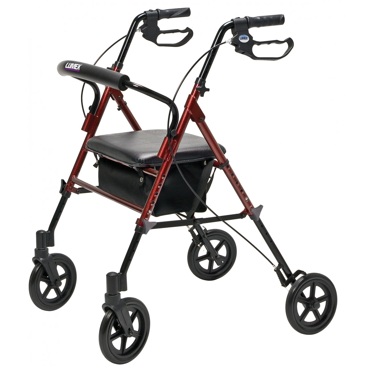 Lumex Set n Go Wide Height Adjustable Rollator / Walker in Burgundy