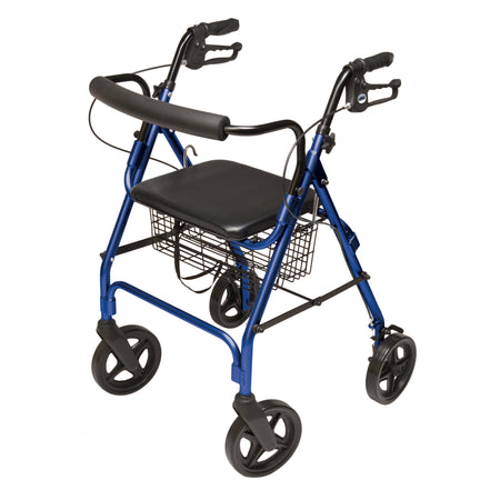 Lumex Walkabout Four-Wheel Contour Deluxe Rollator Walker in Royal Blue