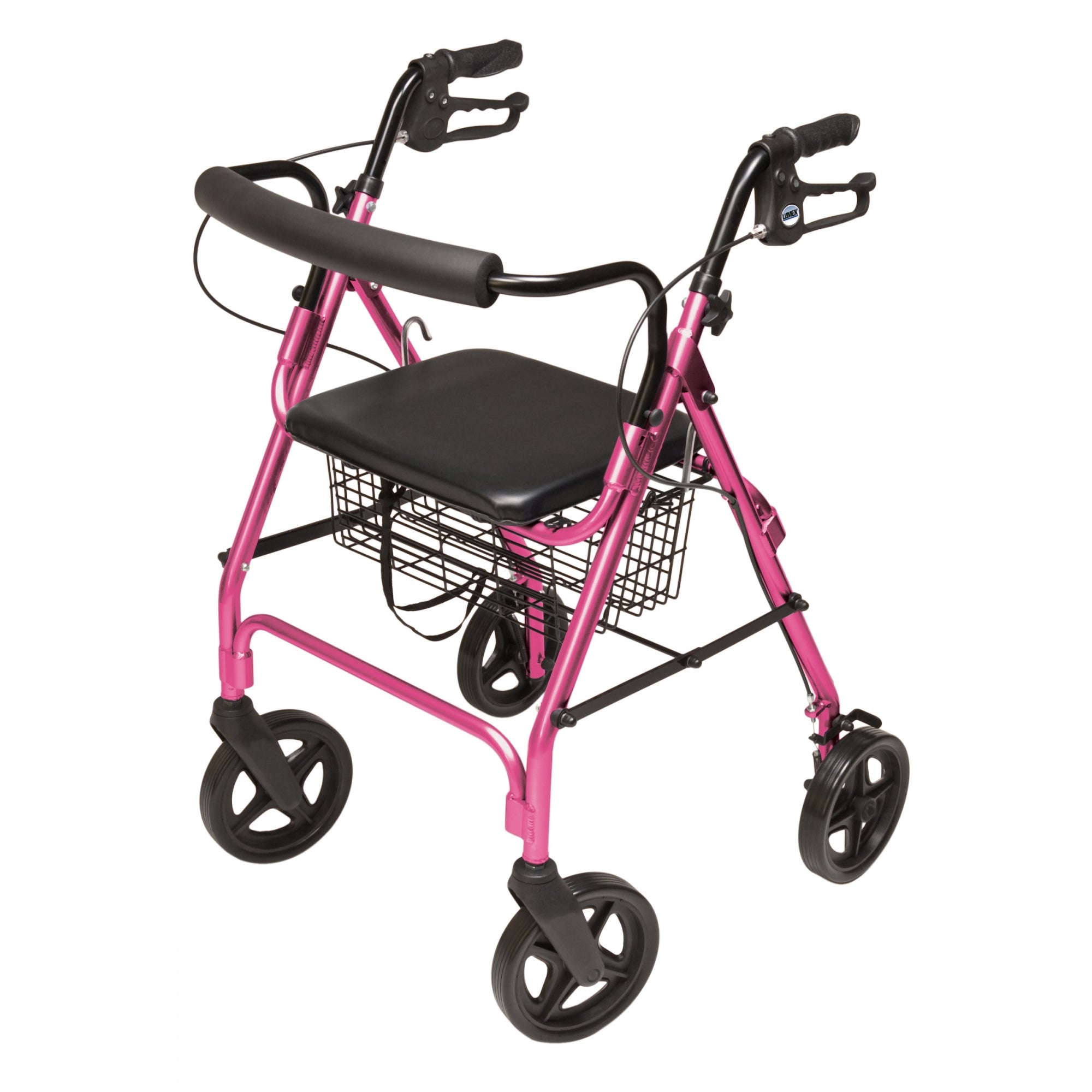 Lumex Walkabout Four-Wheel Contour Deluxe Rollator Walker in Pink