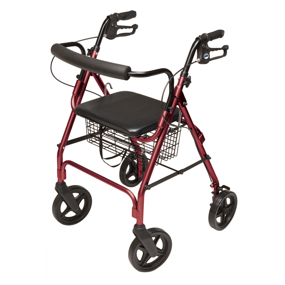 Lumex Walkabout Four-Wheel Contour Deluxe Rollator Walker in Burgundy