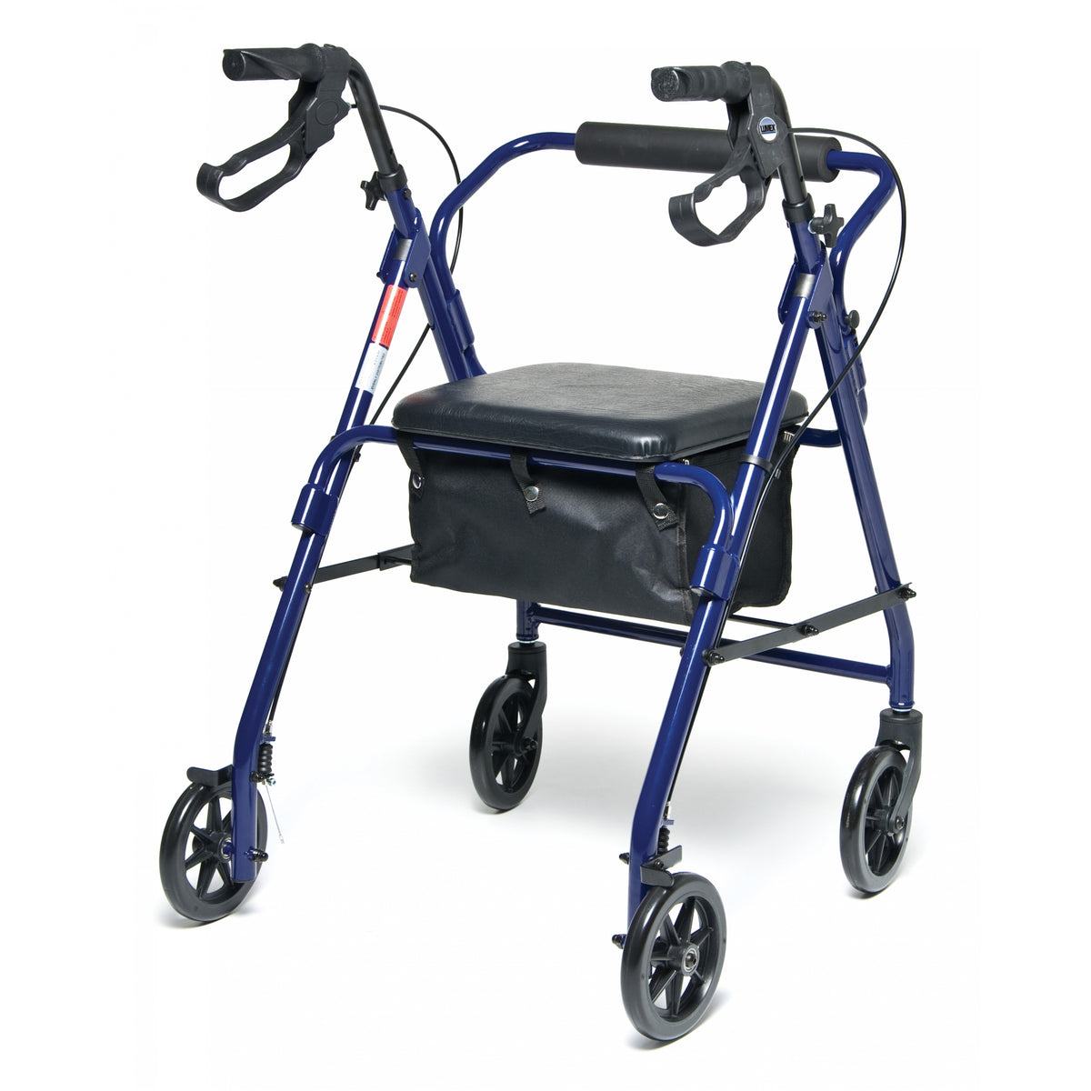 Lumex Walkabout Basic Four-Wheel Rollator Walker in Blue - Rear View