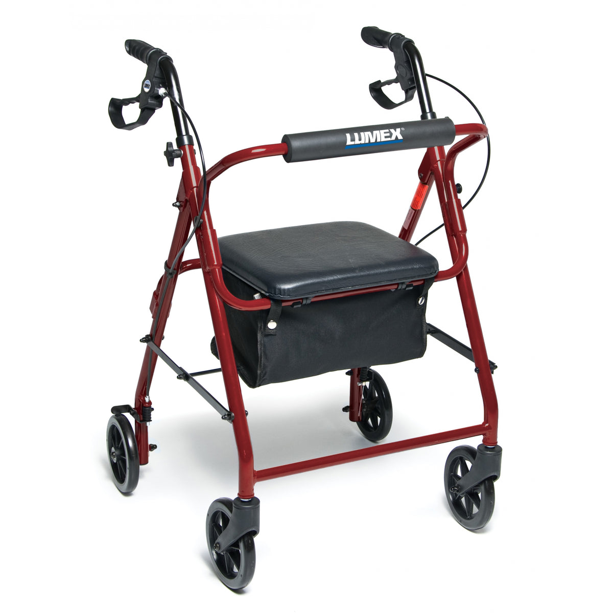 Lumex Walkabout Basic Four-Wheel Rollator Walker in Red