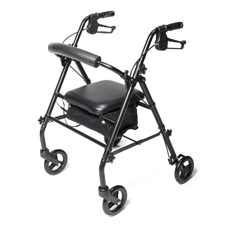 Lumex Walkabout Steel Knock Down Rollator, Black - Front View