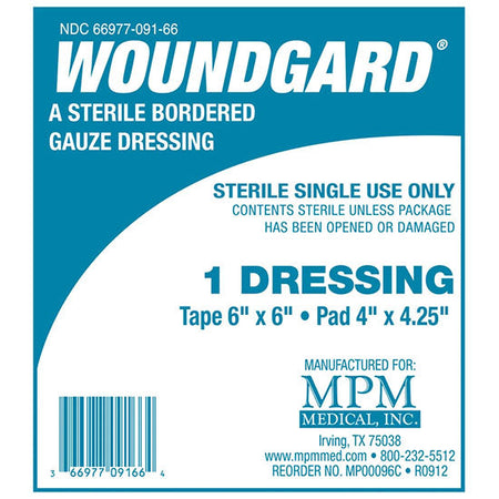 MPM Medical WoundGard Bordered Gauze Dressing, 6" x 6" (MP00096C)