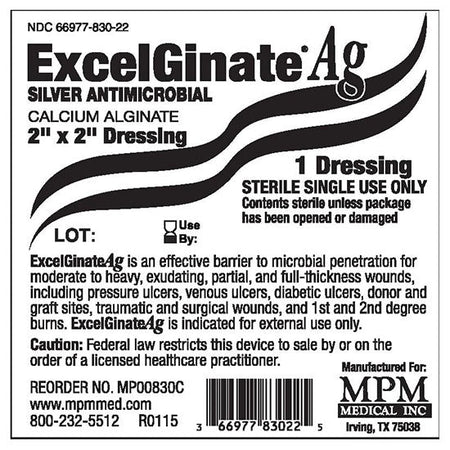 MPM Medical ExcelGinate AG Alginate Dressing, 2" x 2" (MP00830)